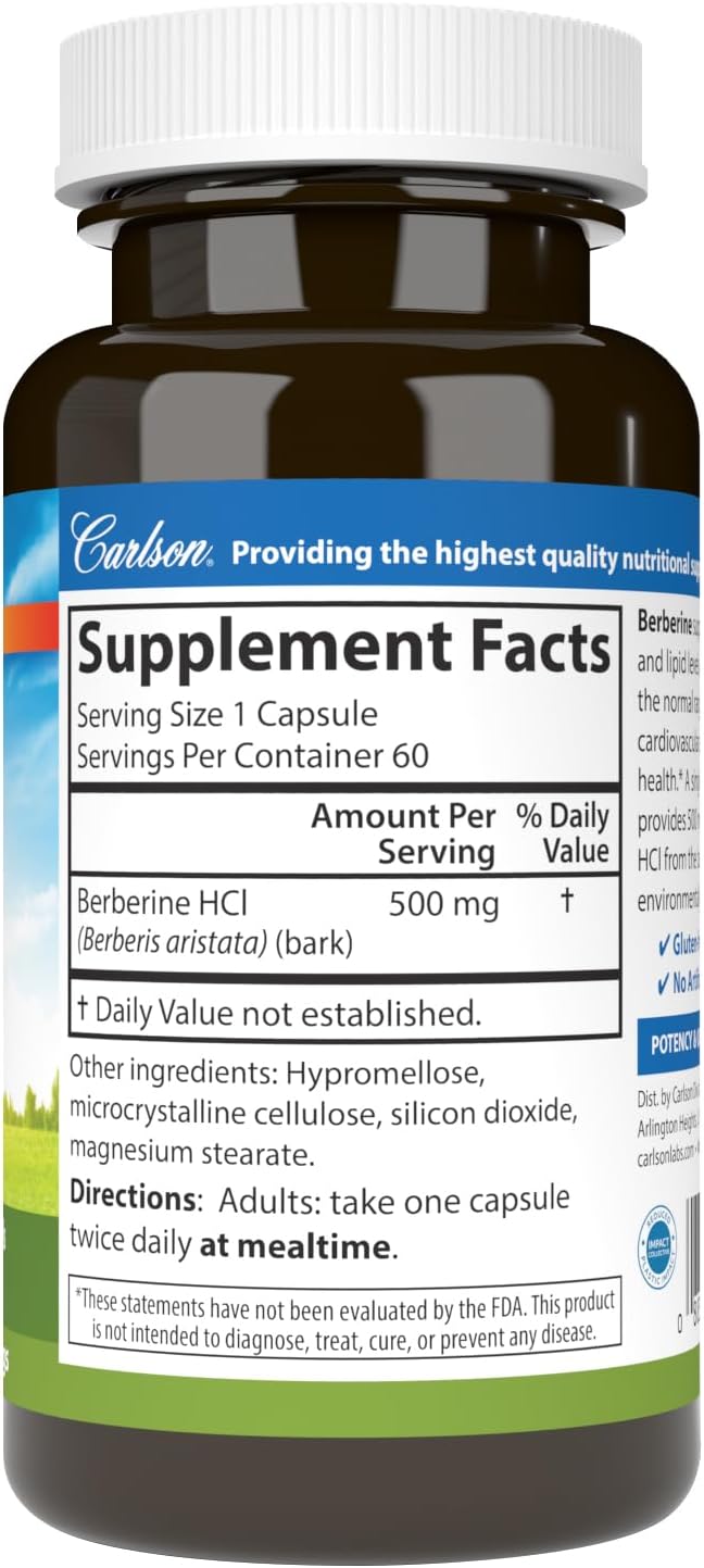Carlson Berberine, Plant-Based, Sustainably Sourced from The Barberry Bush, Lipid Support, 60 Vegetarian Capsules - görsel 2