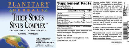 Planetary Herbals Three Spices Sinus Support Tablets