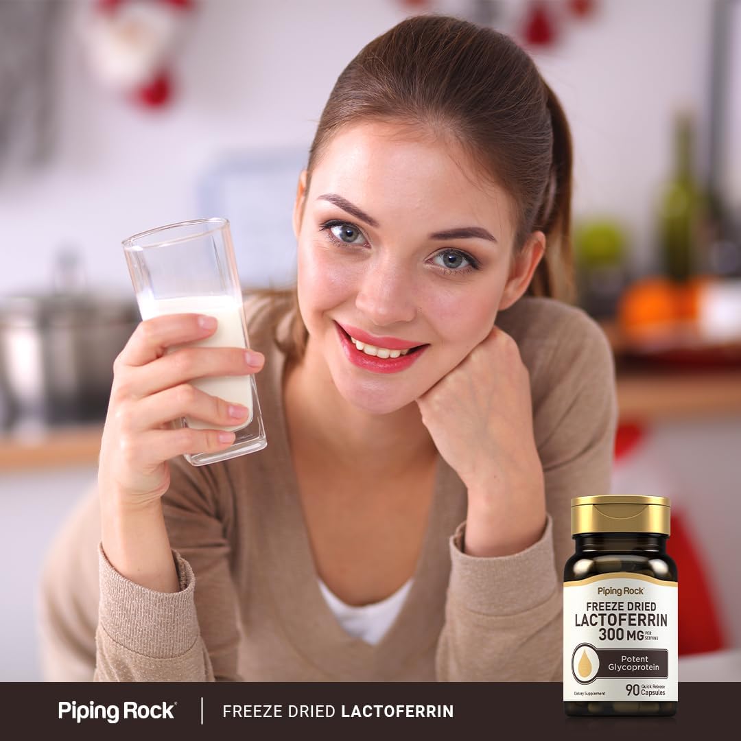 Piping Rock Lactoferrin Supplement | 300mg | 90 Capsules | Freeze Dried Potent Glycoprotein | Non-GMO, Gluten-free - görsel 6