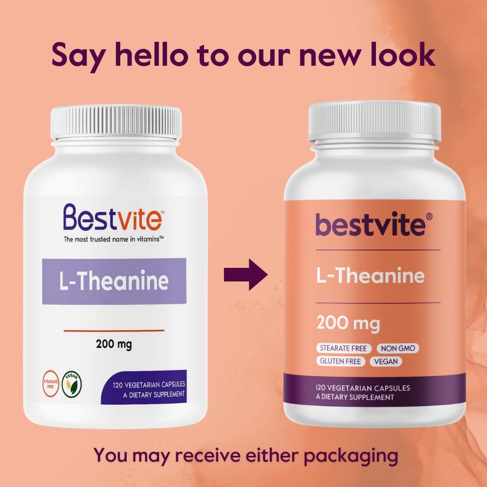 BESTVITE L-Theanine 200mg – 360 Vegan Capsules – Non-GM, Gluten-free, No Stearates - görsel 7