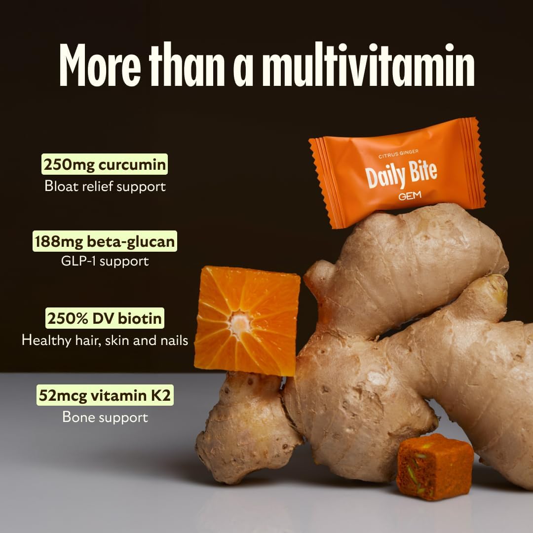GEM Daily Bite for Women & Men – Wholefood Multivitamin with 20+ Nutrients (Citrus Ginger, 28 Count) - görsel 6