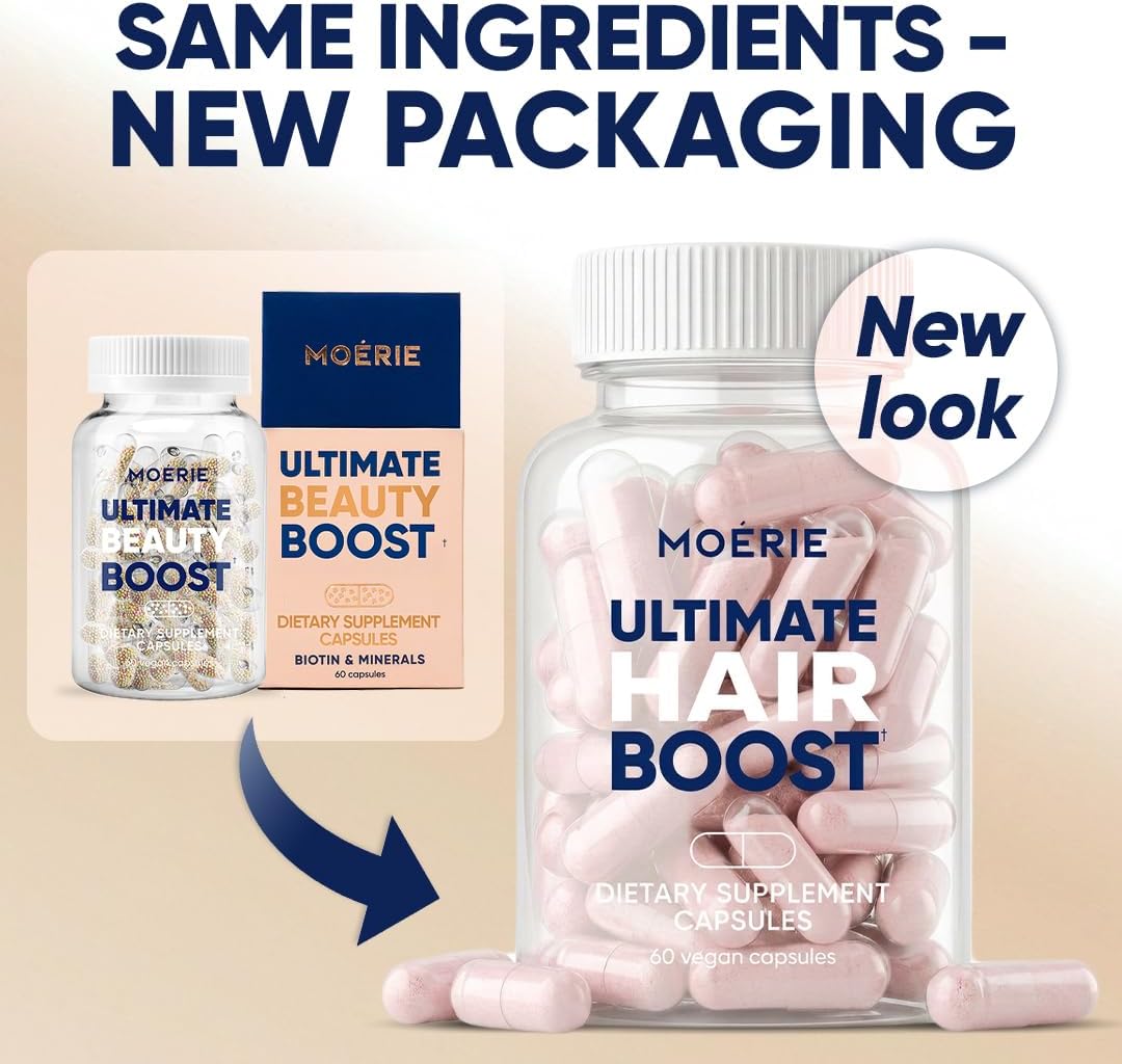 Moerie Ultimate Hair Boost Supplements - Hair, Skin & Nails Vitamins with Biotin & Minerals - 180 Capsules - görsel 2