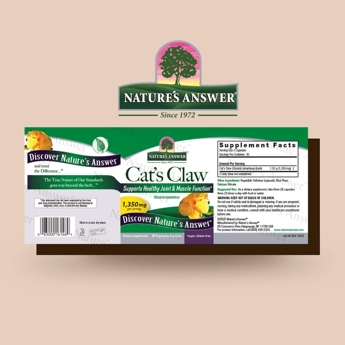 Nature's Answer Cat's Claw Inner Bark – Full Spectrum Herb – 90 Capsules - görsel 2