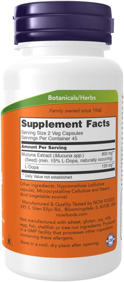 DOPA Mucuna 90 Vegan Capsules by NOW Foods (Pack of 2)