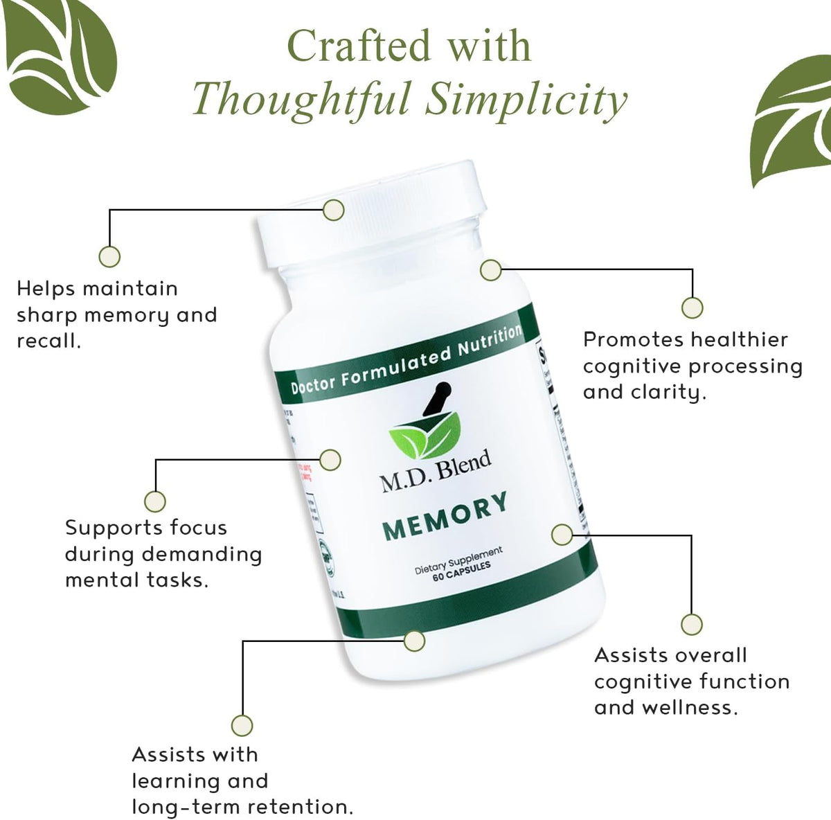 M.D. Blend Brain Support – Memory & Focus Food Supplement, 120 Capsules (Pack of 2) - görsel 5