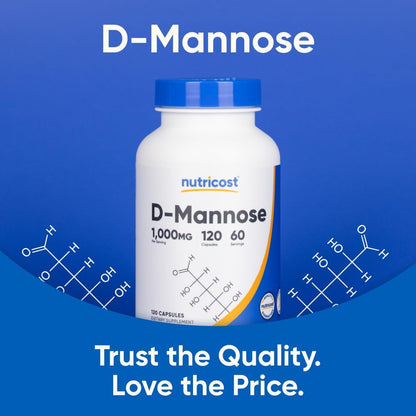 Nutricost D-Mannose 1000mg per Serving, 120 Capsules - Urinary Tract Health