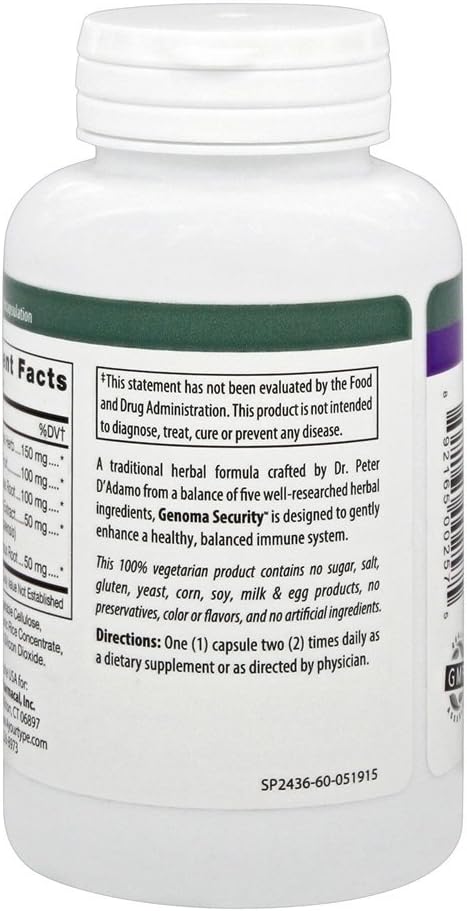 D'Adamo Personalised Nutrition Genoma Security, 60 Capsules - görsel 3