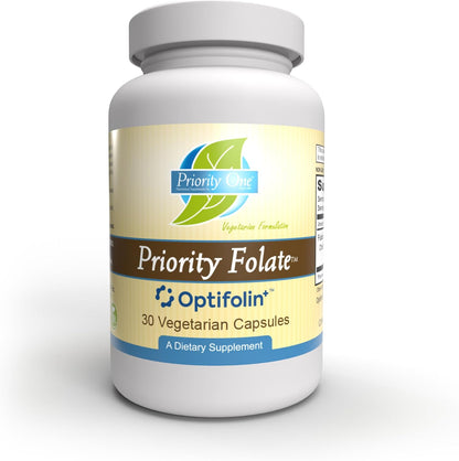 Priority One Priority Folate – 30 Capsules with Optifolin+™ 5-MTHF Folate