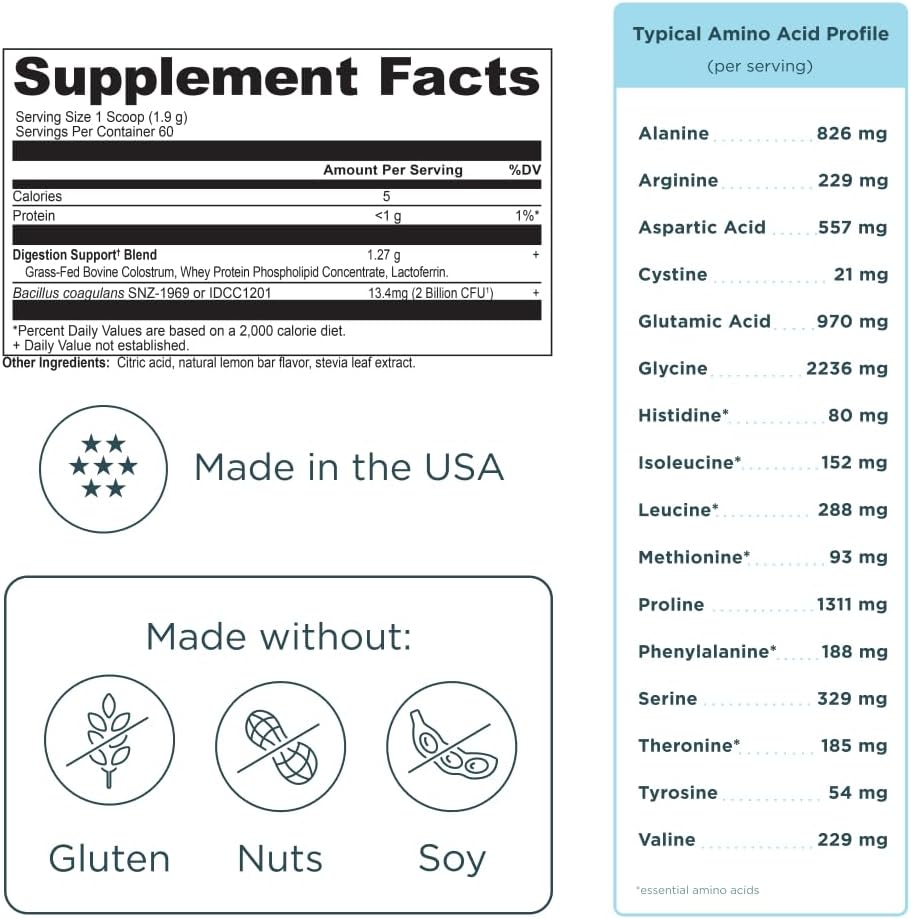 Ancient Nutrition Colostrum Superfood Powder, Grass-Fed Bovine Colostrum, Supports Healthy Gut Microbiome and Immune System, Lemon Bar Flavour, 60 Servings - görsel 7