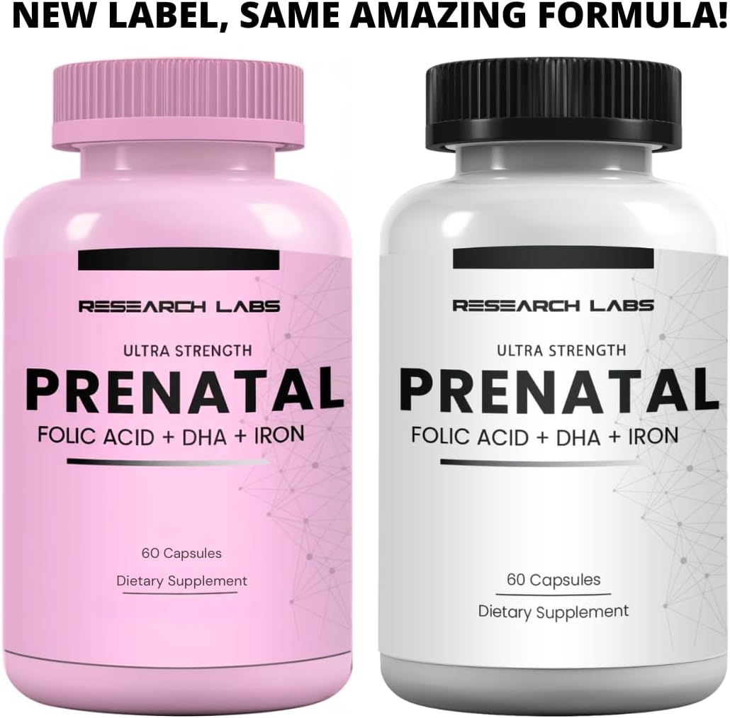 Research Labs Prenatal Vitamins for Women – Methylated Folate, DHA, 17 Nutrients, 60 Capsules - görsel 7
