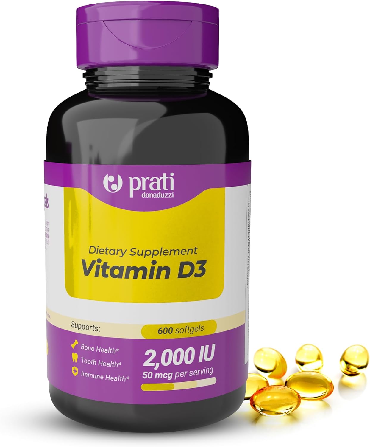 Prati Donaduzzi Vitamin D3 2,000 IU (50 mcg) Soft gel capsules 600 Day Supply - görsel 1