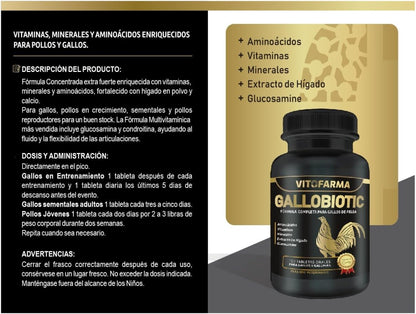 Gallobiotic Natural Multivitamin for Roosters and Hens - 100 Tablets