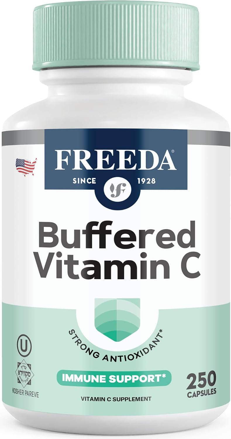 FREEDA Vitamin C - Buffered Vitamin C 500mg - Kosher Vegan Capsules (250 Count) - görsel 1