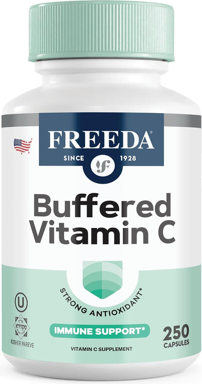 FREEDA Vitamin C - Buffered Vitamin C 500mg - Kosher Vegan Capsules (250 Count)