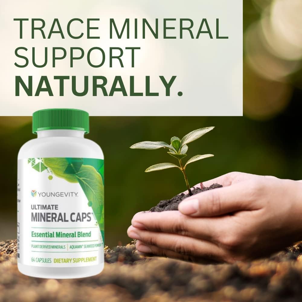 Youngevity Ultimate Mineral Caps™ - 70+ Essential Full Spectrum Trace Minerals - Nutrient-Dense, Derived from Humic & Aquamin Seaweed (64 Capsules) - görsel 3
