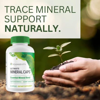 Youngevity Ultimate Mineral Caps™ - 70+ Essential Full Spectrum Trace Minerals - Nutrient-Dense, Derived from Humic & Aquamin Seaweed (64 Capsules)
