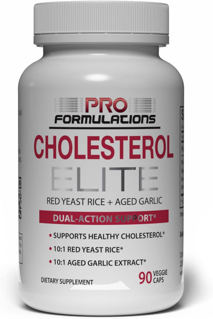 Pro Formulations MD Cholesterol Elite – Dual Action Cholesterol Support with Red Yeast Rice & Aged Garlic – 90 Veggie Caps