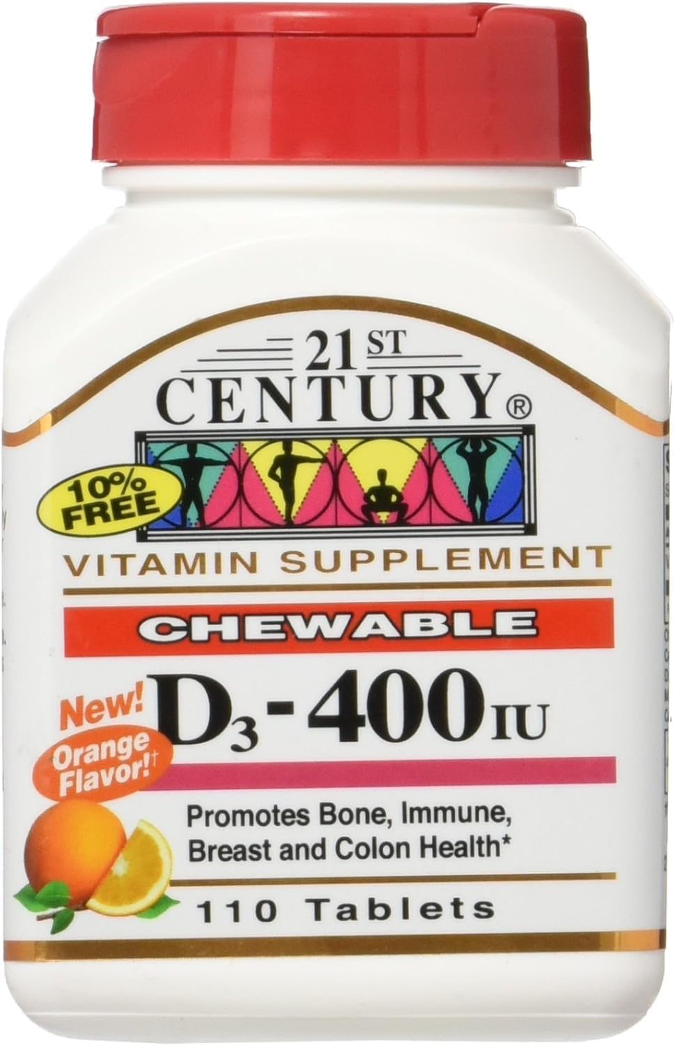 21st Century D3 400 IU Orange Chewable Tablets, Gluten-Free, 330 Tablets (Pack of 3) - görsel 1
