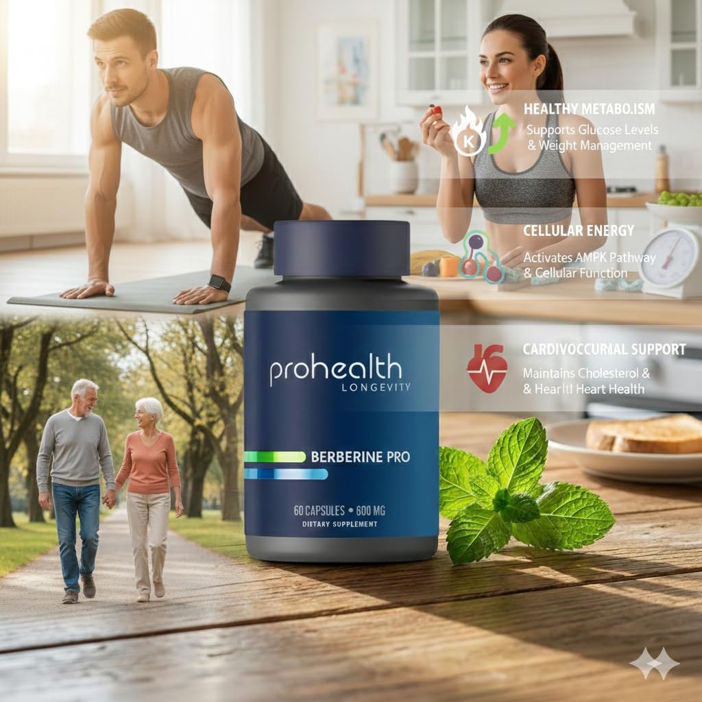 ProHealth Berberine Pro – Berberine Supplement with Alpha Lipoic Acid & Black Pepper Extract, 1,200 mg, 60 Capsules - görsel 4