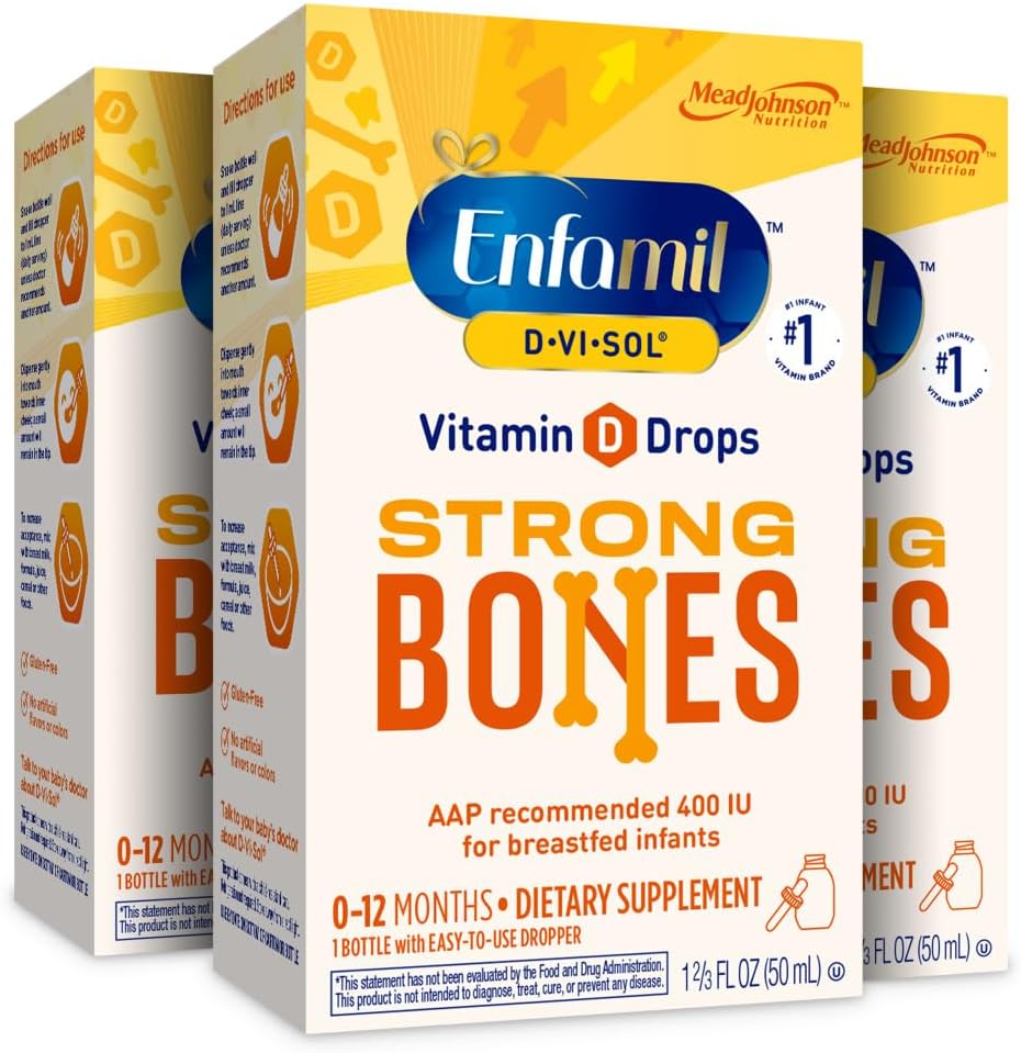 Enfamil D-Vi-Sol Vitamin D Liquid Supplement Drops for Infants, 50 ml Dropper Bottle, Pack of 3 - görsel 1
