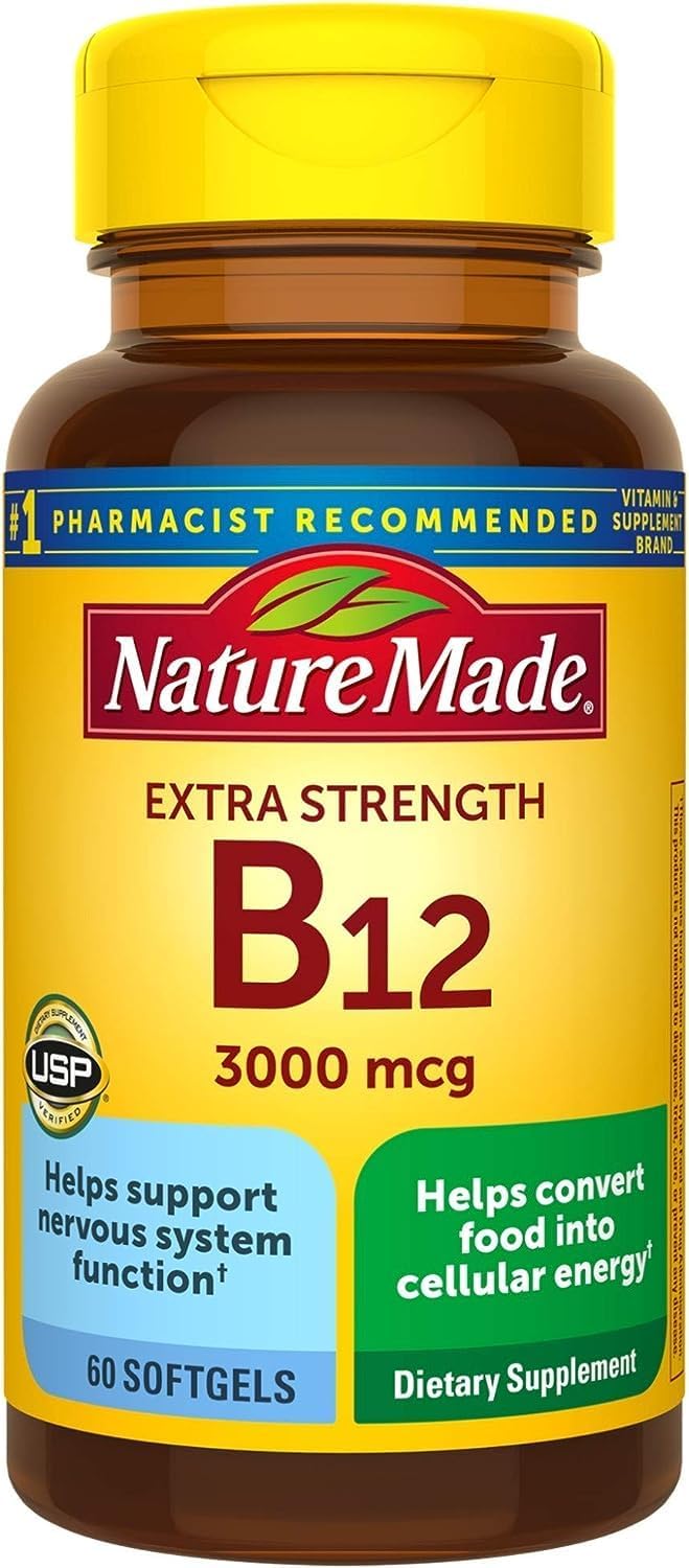 Extra Strength Vitamin B12 3000 mcg Soft Capsules, 60 Count - görsel 1