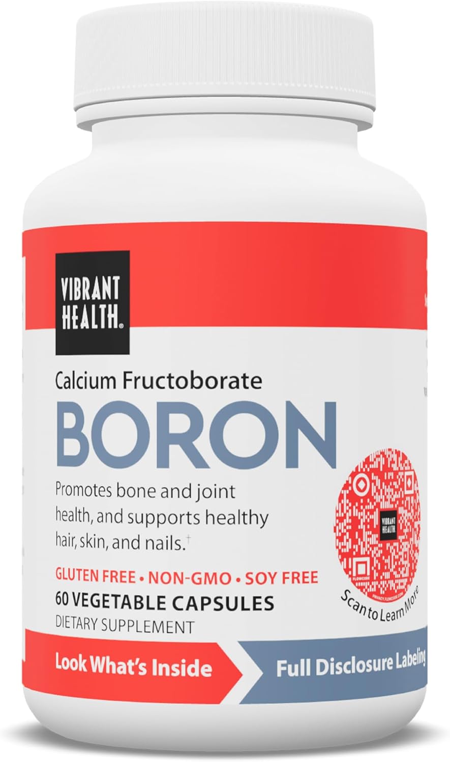 Vibrant Health Super Natural Boron - Calcium Fructoborate Supplement for Joint, Hormone and Connective Tissue Support (60 Capsules) - görsel 1