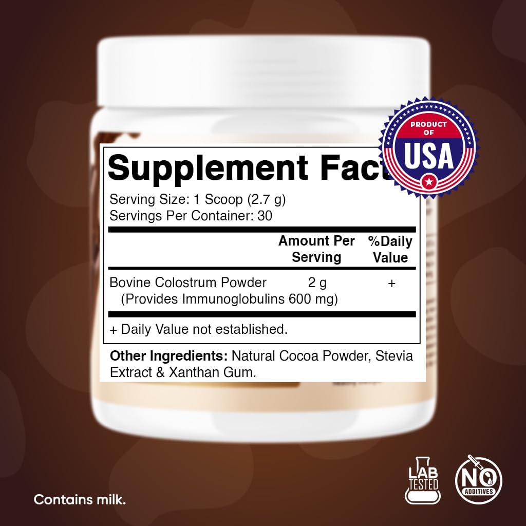 Vitamatic Bovine Colostrum Powder – Gut Health, Hair Growth, Beauty, Muscle Recovery & Immune Support – Chocolate Flavour – 81g (30 Servings) - görsel 2