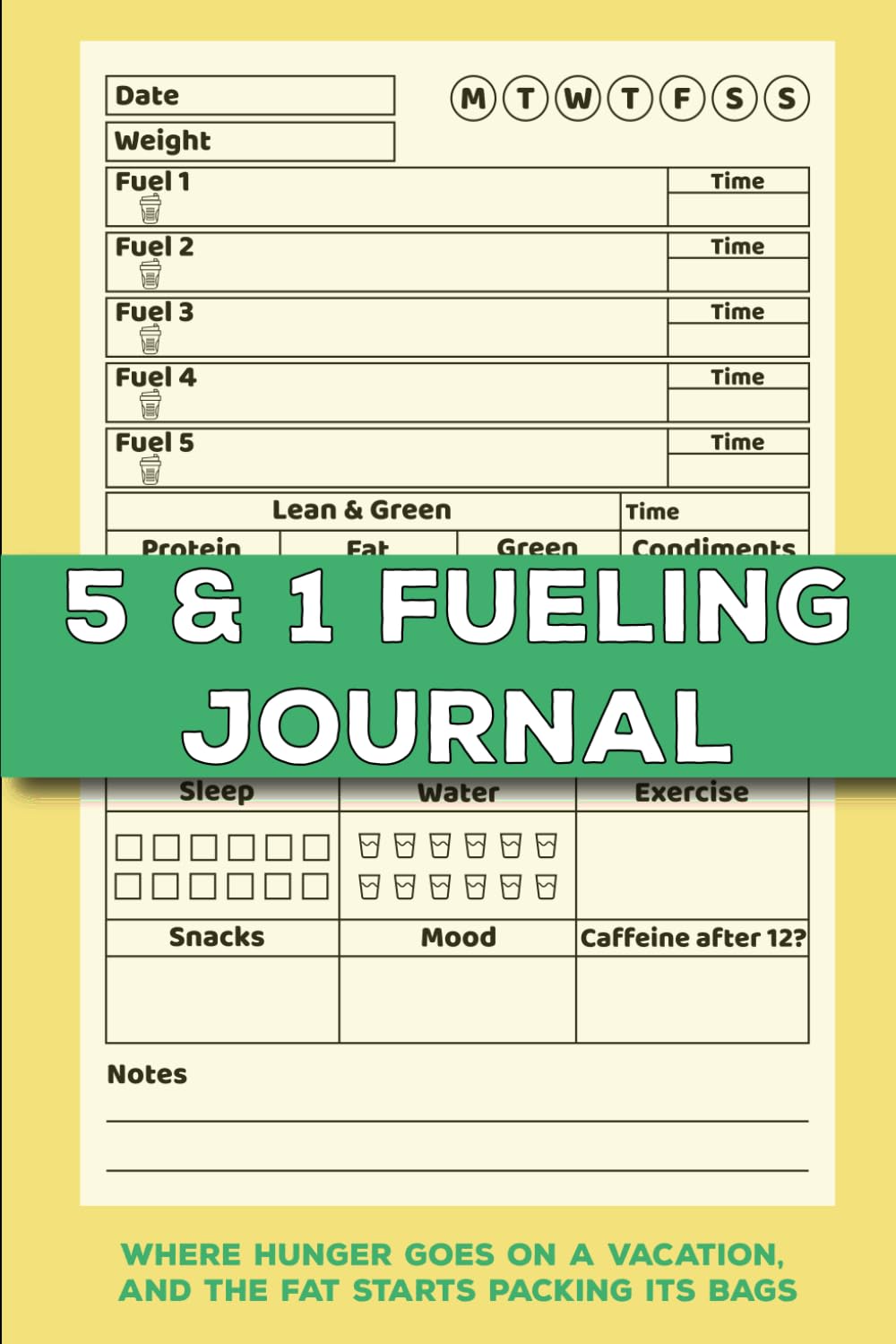 5 and 1 Fuelling Journal: Track Diet Components such as Fuelling, Lean Protein, Fat, Greens & Many Others including Mood, Weight, Body Measurement, etc., using Daily Log Sheets & Weekly Checklist - görsel 1