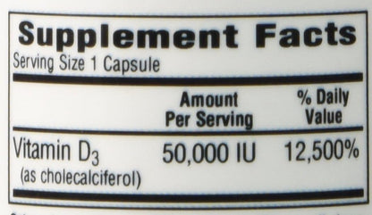Bio-Tech D3-50 50,000 IU Vitamin D3 Supplement, 100 Capsules (Pack of 2)