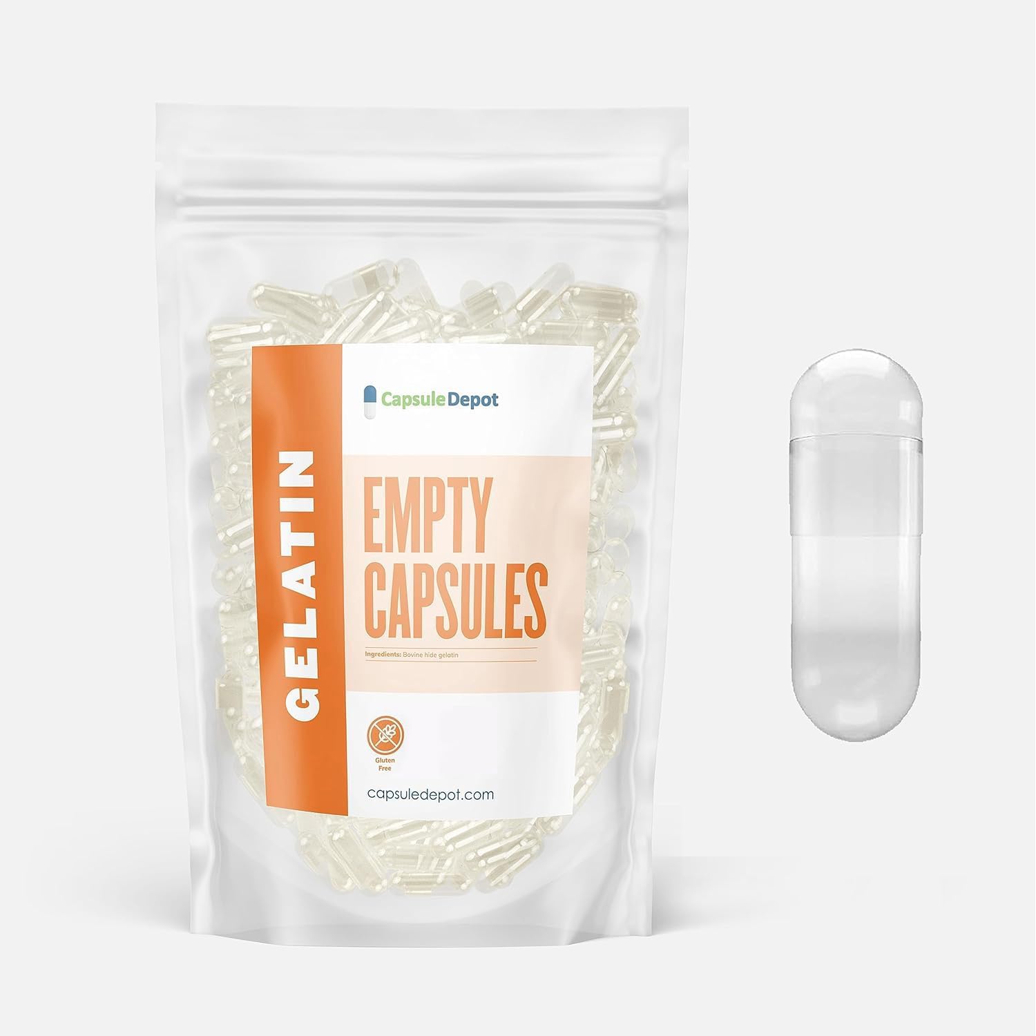 Size 00 Empty Gelatin Capsules - Capsule Depot (1,000 Count) - görsel 1