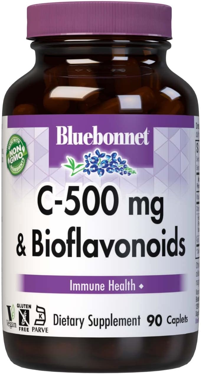 Bluebonnet Vitamin C 500 mg Plus Bioflavonoids Caplets, 90 Count - görsel 1