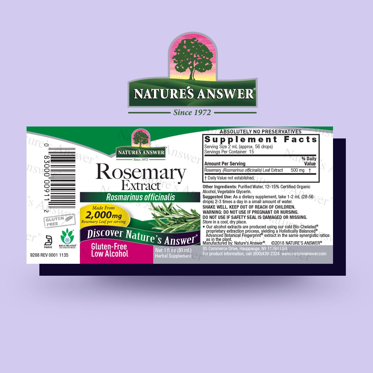 Nature's Answer Rosemary Leaf Liquid Extract with Organic Alcohol, 30 ml - görsel 2