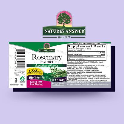 Nature's Answer Rosemary Leaf Liquid Extract with Organic Alcohol, 30 ml