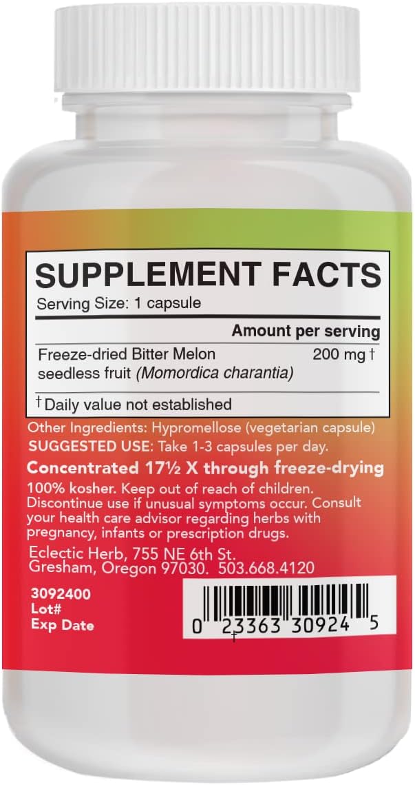 Eclectic Institute Raw Fresh Freeze-Dried Non-GMO Bitter Melon – 50 Capsules (200 mg each) - görsel 4