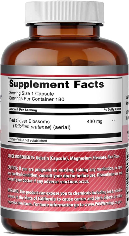Amazing Formulae Red Clover 430 mg Capsules, 180 Capsules (3-Pack)