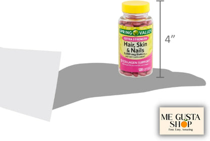 Spring Valley Hair, Skin and Nails Biotin Collagen Gelatine Extra Strength Food Supplement (Pack of 2, 240 Soft Capsules)