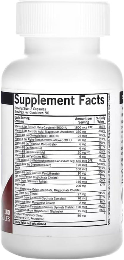Kirkman Advanced Adult Multivitamin & Mineral with 5-MTHF, 180 Capsules