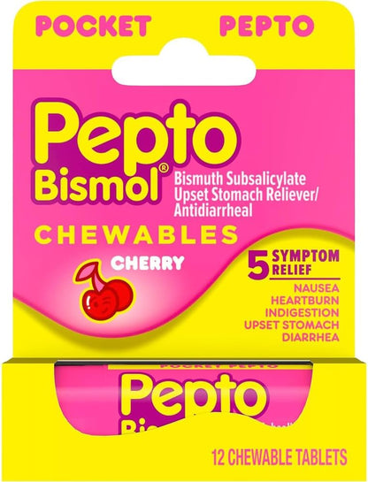 Pepto Bismol To Go Cherry Chewable Tablets, 12 Tablets