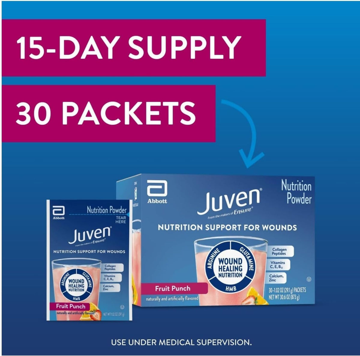 Medline Juven Powder Nutritional Supplement, Fruit Punch, 30 Sachets - görsel 2