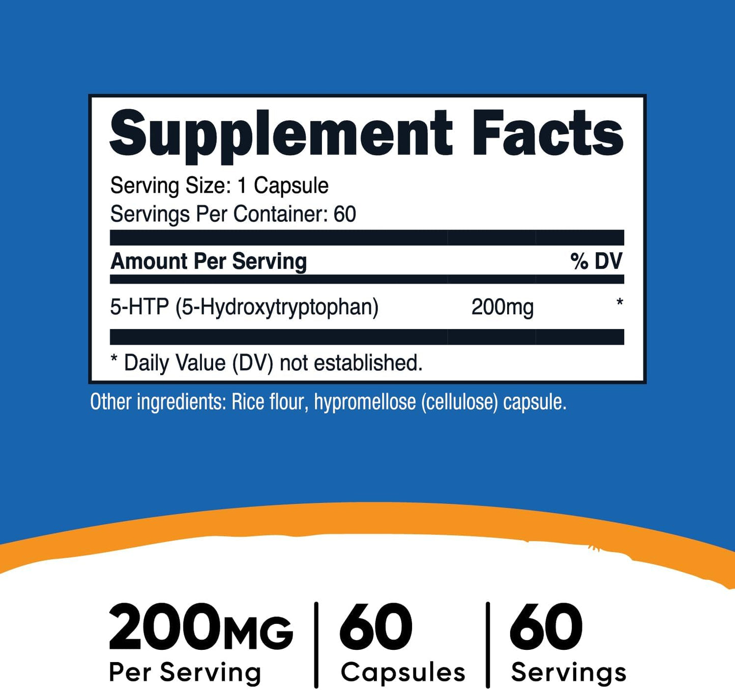 Nutricost 5-HTP 200mg, 60 Vegetarian Capsules – 5-Hydroxytryptophan Amino Acid Supplement - görsel 2