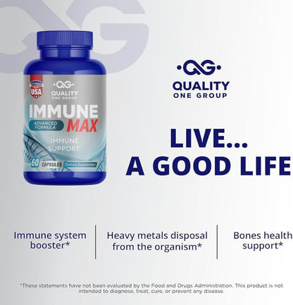 Immune Support Complex Food Supplement with Vitamin C, E, Quercetin, Graviola, Garlic, Selenium, Grape Seed, Advanced Immune Defence, Supports Overall Health, Provides Vital Nutrients & Antioxidants