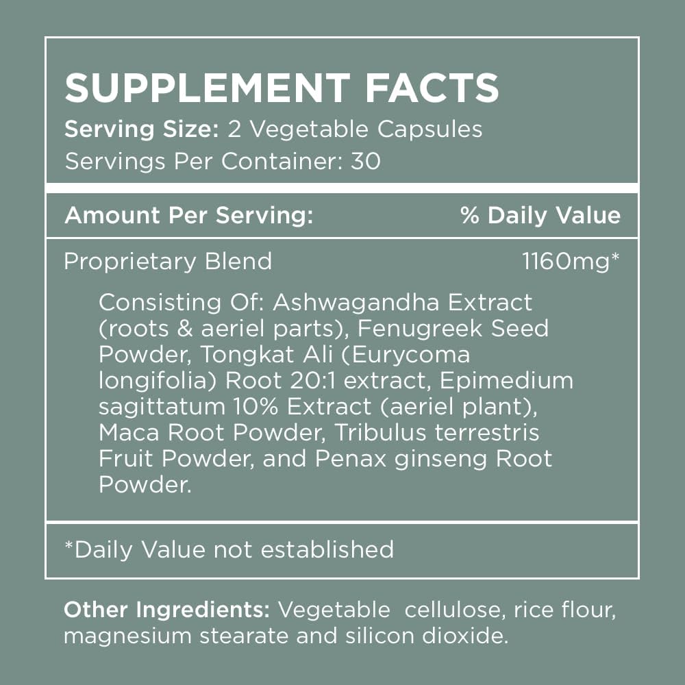 Pure for Men T-Support Supplement - Total Support for Men with Maca, Vitamin D3, and Ashwagandha, 60 Capsules - görsel 4