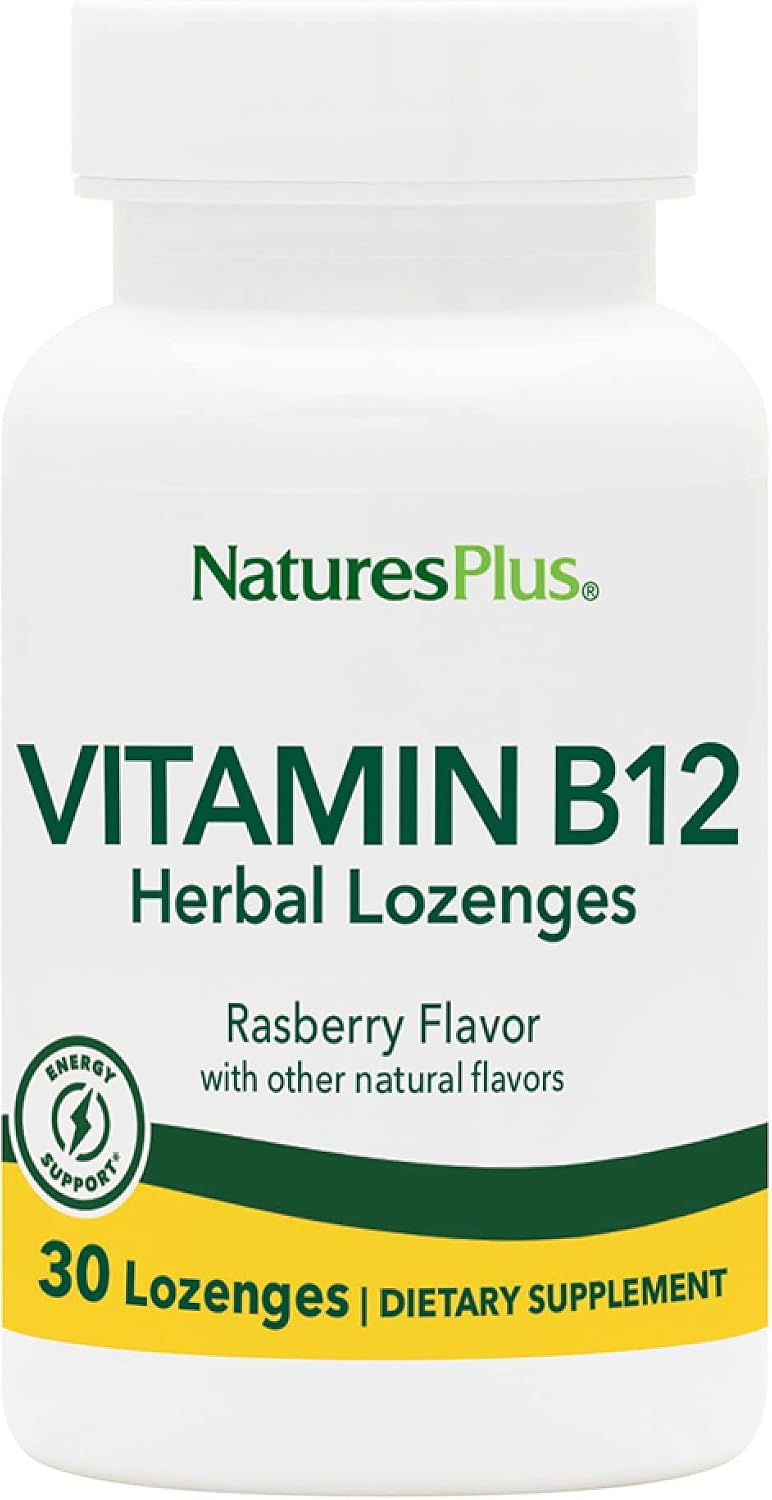 NaturesPlus Vitamin B12 1000 mcg - 30 Lozenges - Raspberry - görsel 1