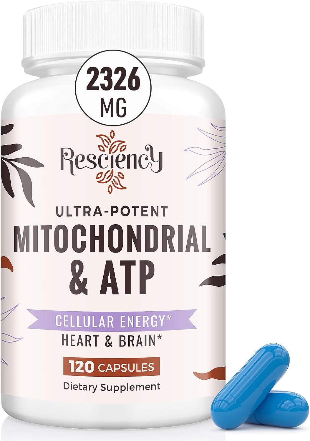 Resciency 2326 mg Mitochondrial Supplement with ATP, CoQ10, PQQ, and Organic Ingredients - 120 Capsules - görsel 1