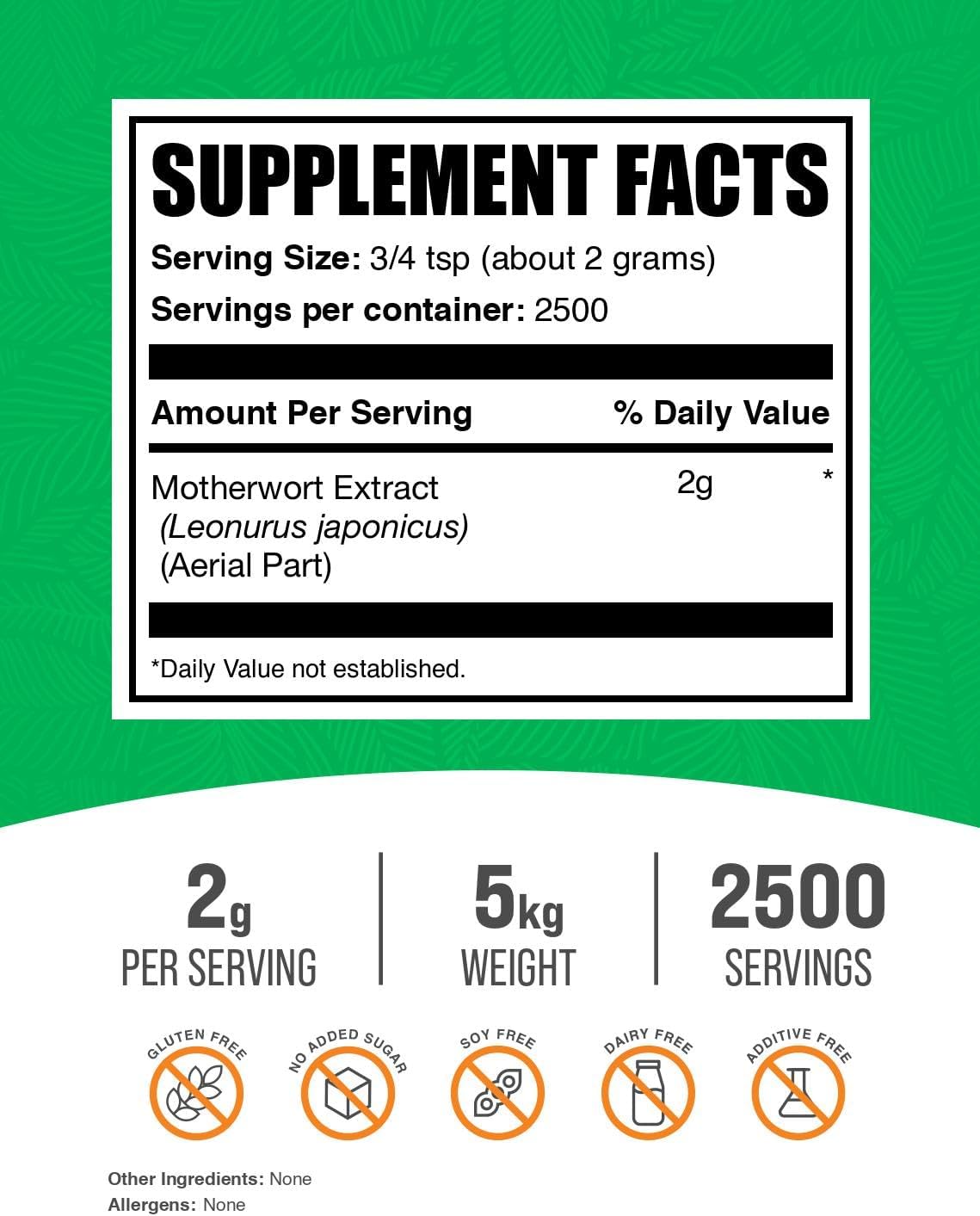 BulkSupplements Motherwort Extract Powder - 1 kg, Pack of 5 - görsel 2