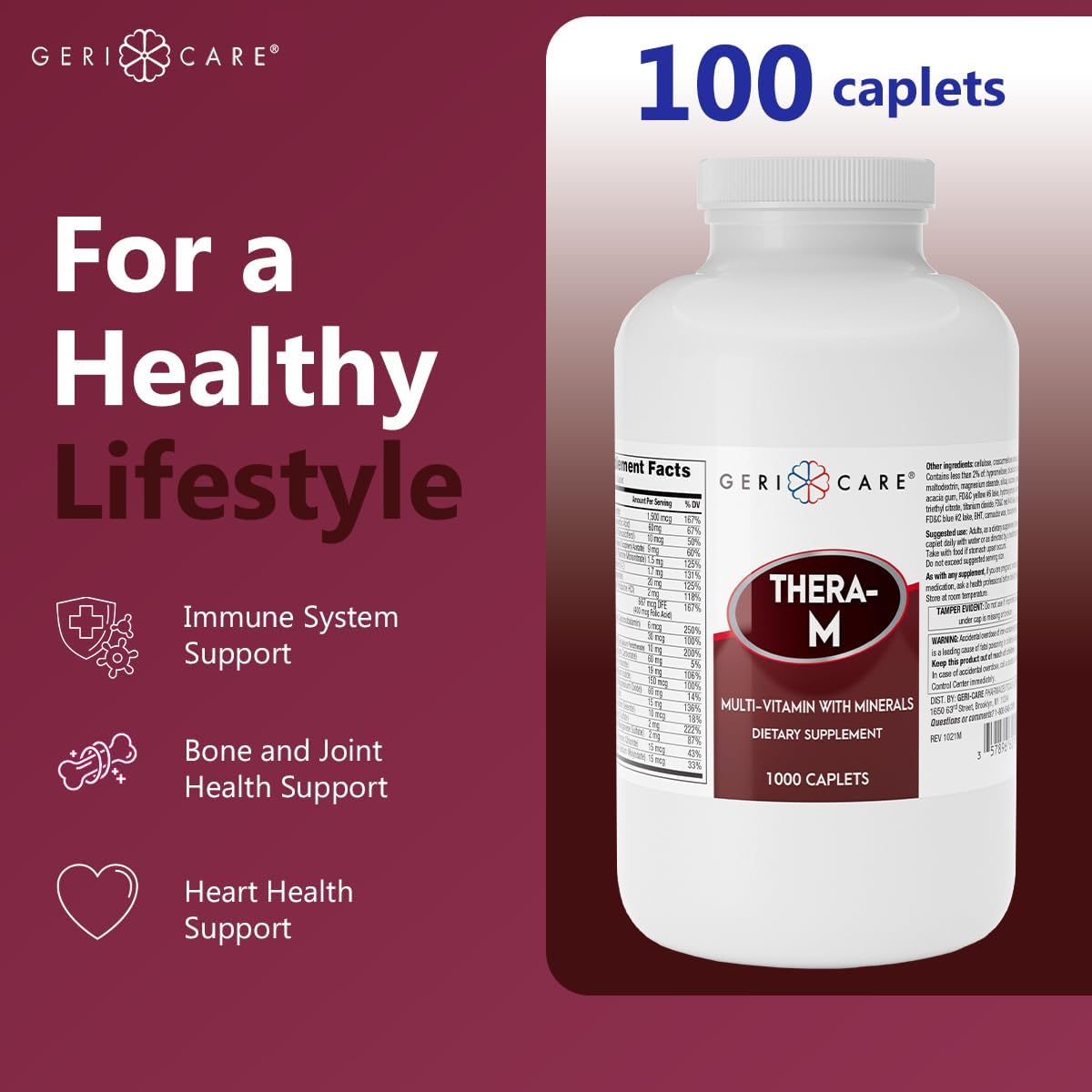 GeriCare Thera M Multivitamin Caplets, 1000 Caplets - görsel 6