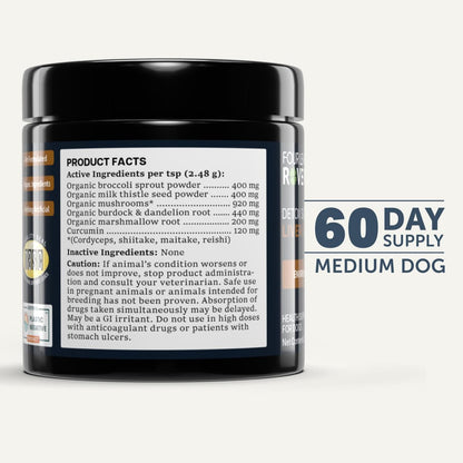 Four Leaf Rover Dog Liver Support with Organic Milk Thistle and Mushrooms – Kidney Support, Detox and Cleanse – Veterinarian Formulated