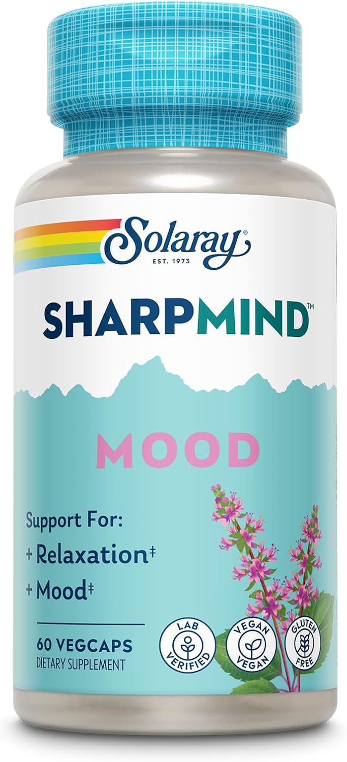 SOLARAY SharpMind Mood Support Supplement - Nootropic for Relaxation and Emotional Wellbeing with Zembrin, Holy Basil, Lithium 5mg, Organic Reishi Mushroom - 30 VegCaps - görsel 7