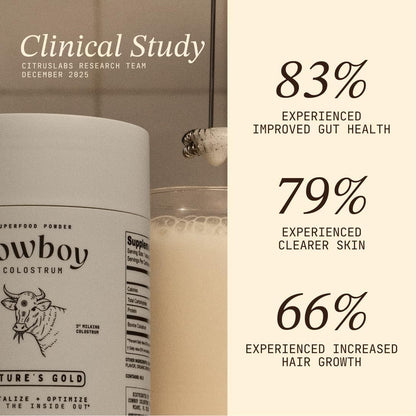Cowboy Colostrum Powder - First 24-Hour Milking, Whole, Grass-Fed, Unflavoured (40 Servings)