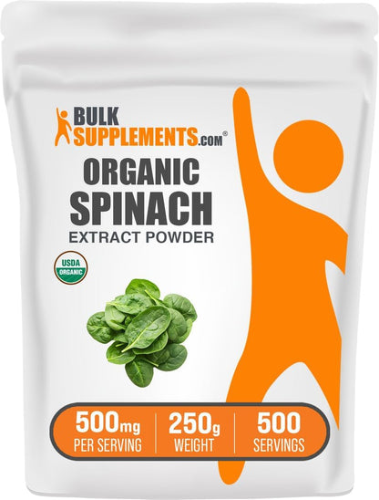 BulkSupplements.com Organic Spinach Extract Powder - 500mg per Serving, 100g